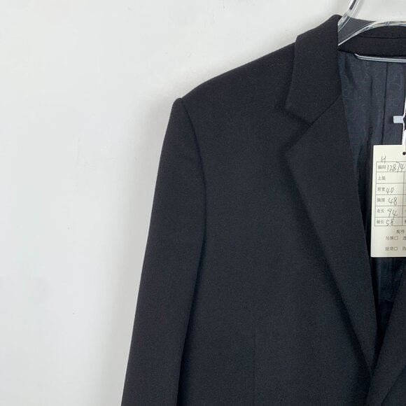 Mens Black Wool Overcoat 42 Made In Italy With Cupro Lining - Picture 3 of 7